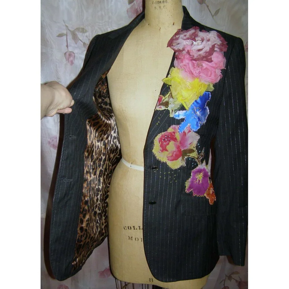 RARE size 46 US 10 Dolce & Gabbana Blazer with Floral Applique - Picture 5 of 16